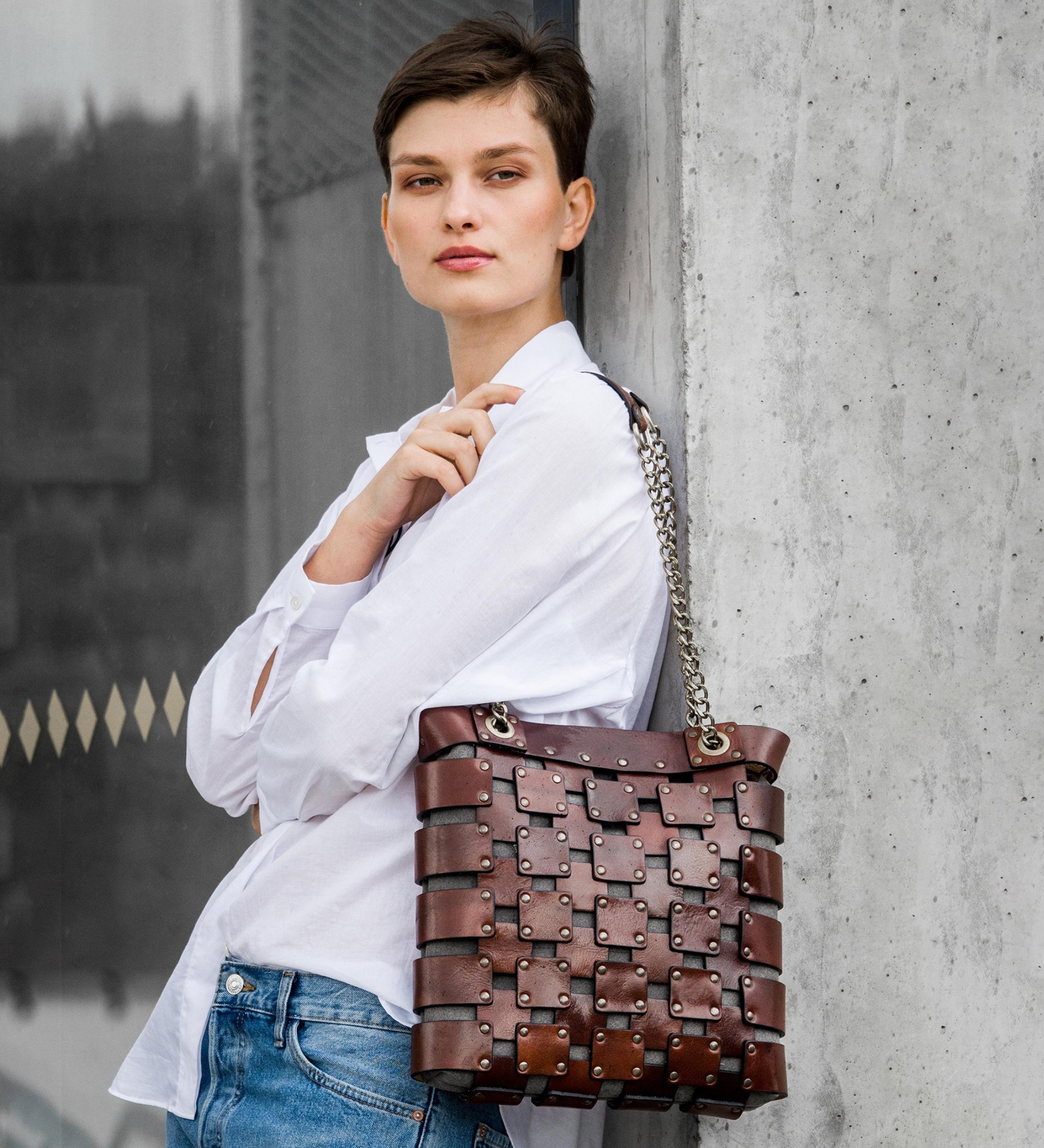 Womens Leather Tote Bag - Jeanne d'Arc