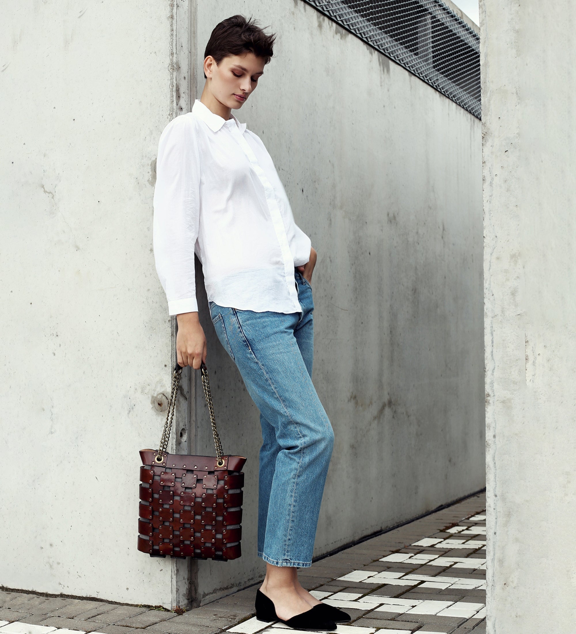 Womens Leather Tote Bag - Jeanne d'Arc