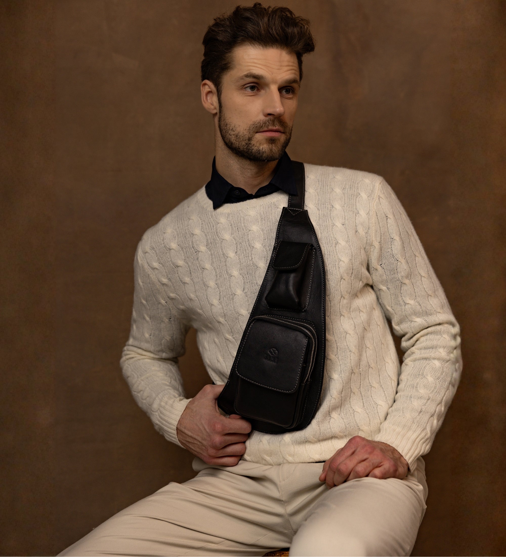 Leather Sling Bag Crossbody Bag - The Monk