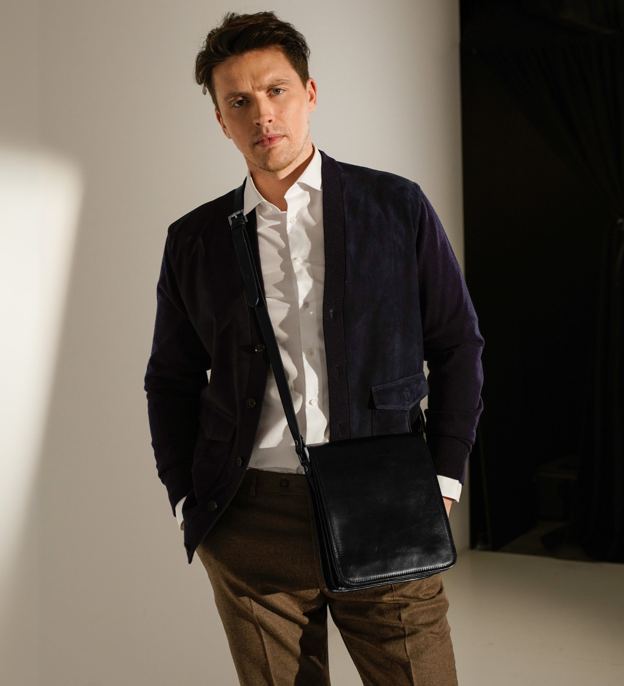 Small Leather Messenger Bag - On The Road