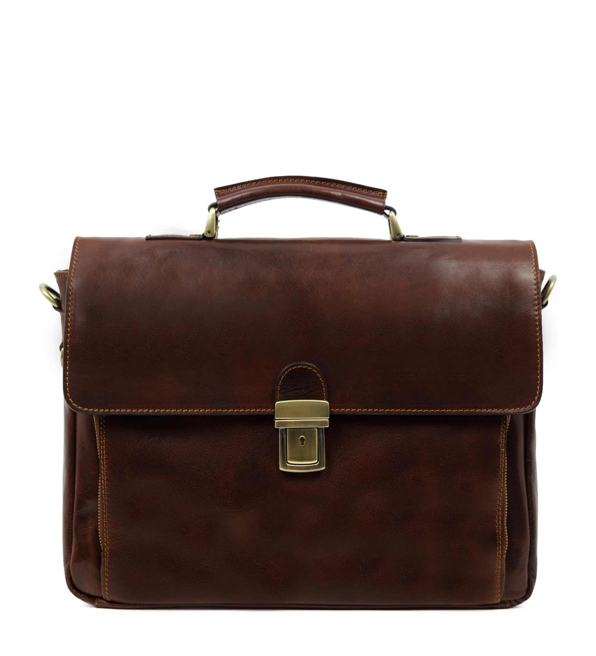 Leather Briefcase Laptop Bag - In Cold Blood