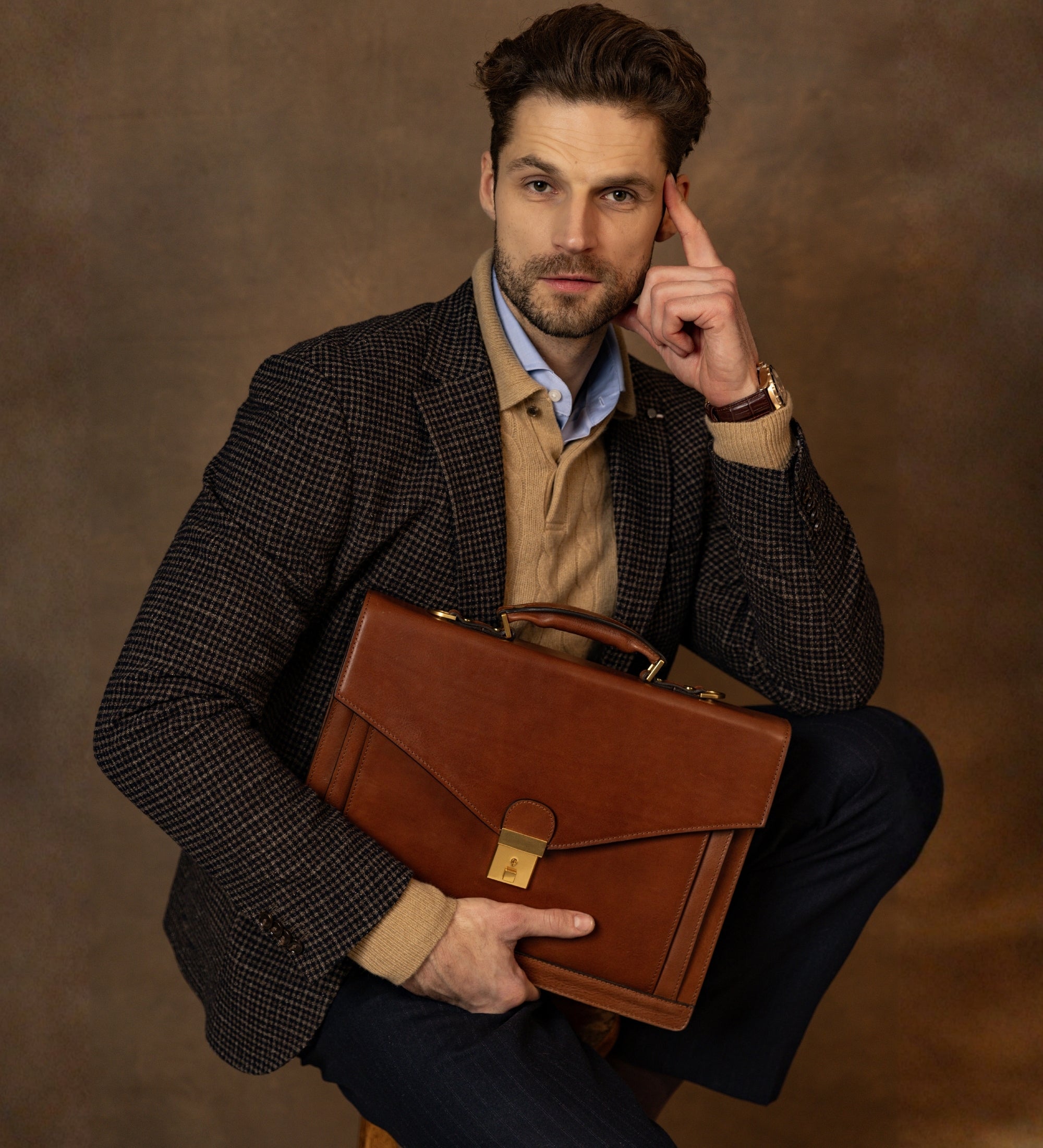 Classic Design Leather Briefcase - The Magus