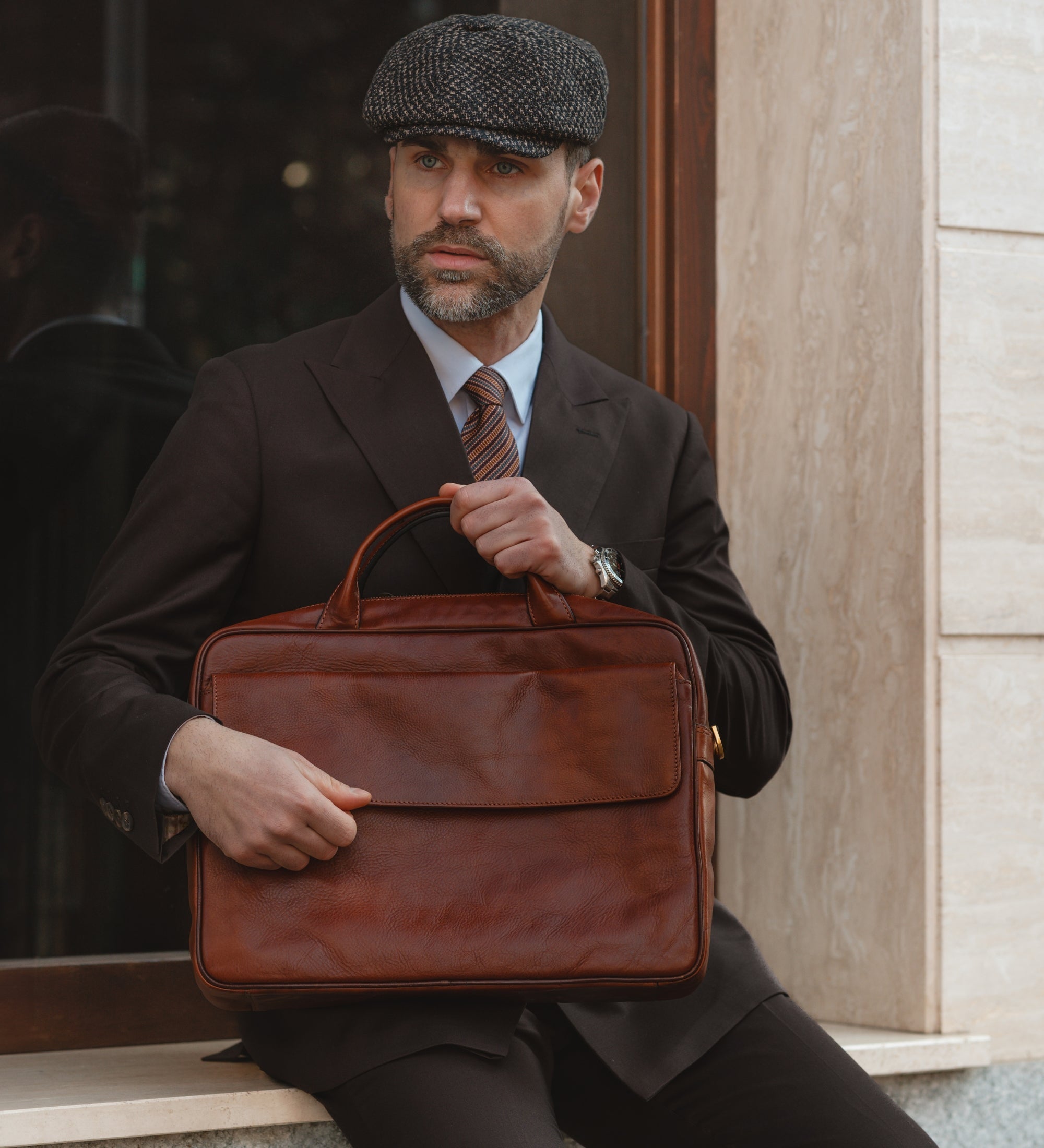 Leather Briefcase Laptop Bag - The Sheltering Sky