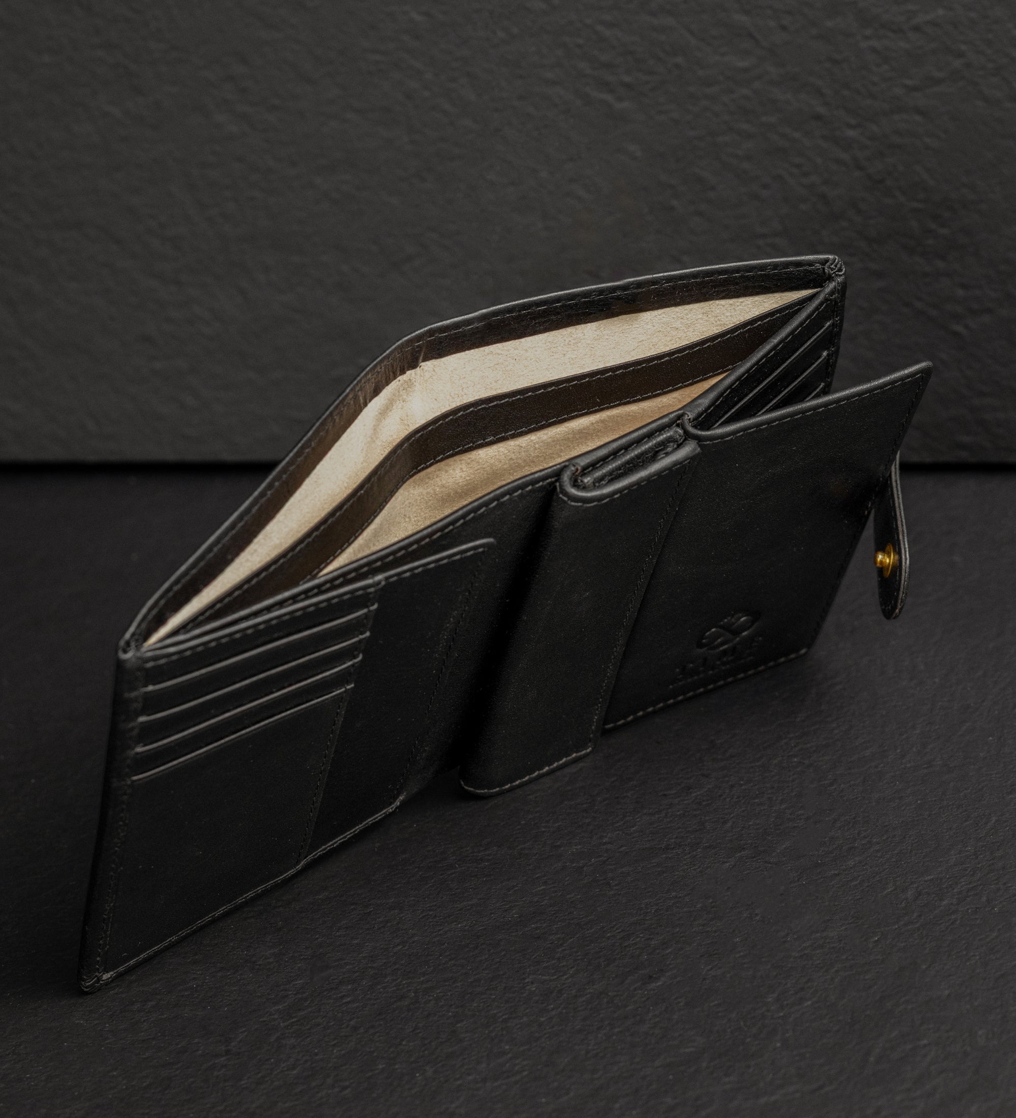 Leather Bifold Wallet with a Snap Closure - Ironweed