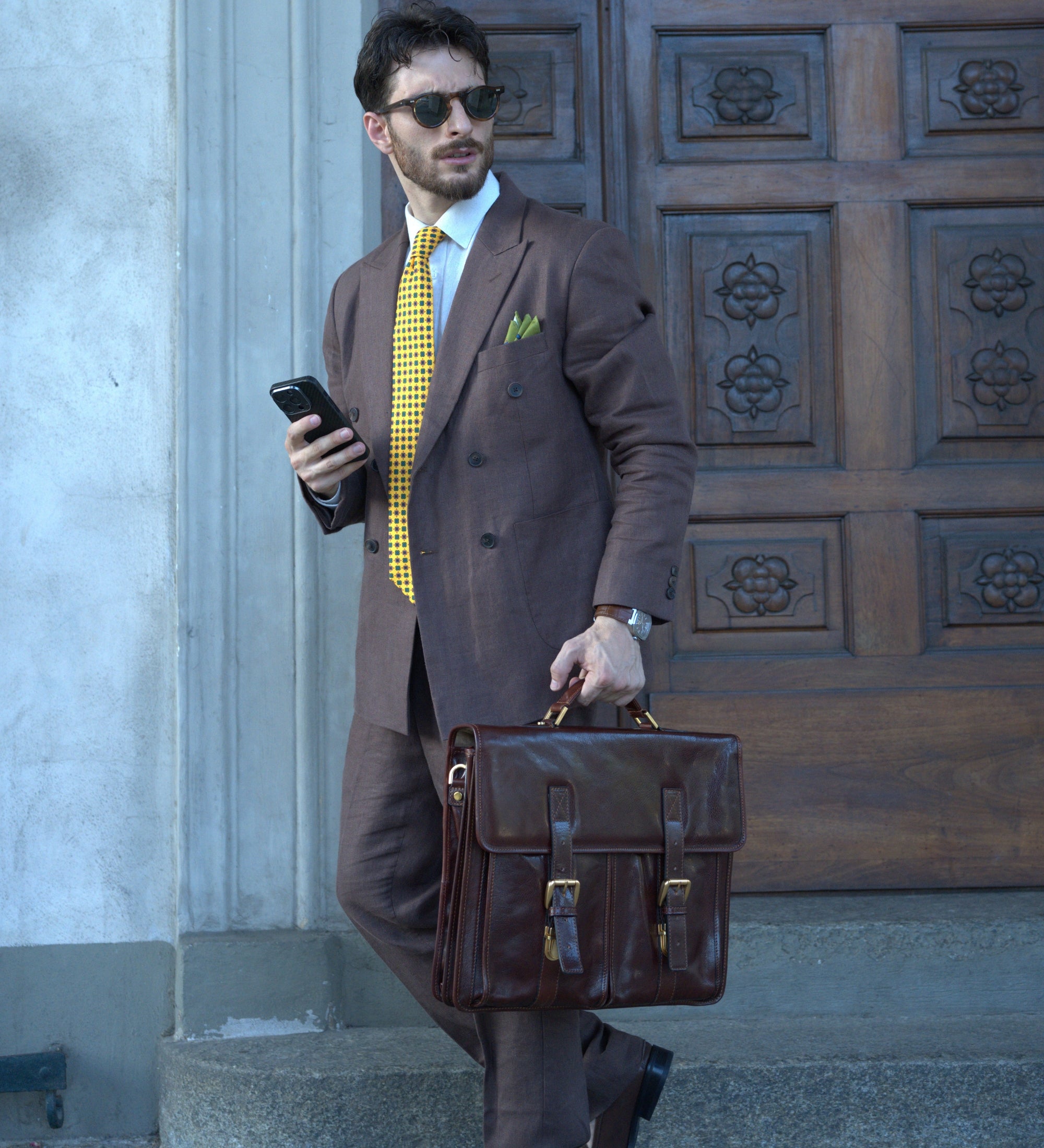 Leather Satchel Bag - The Time Machine