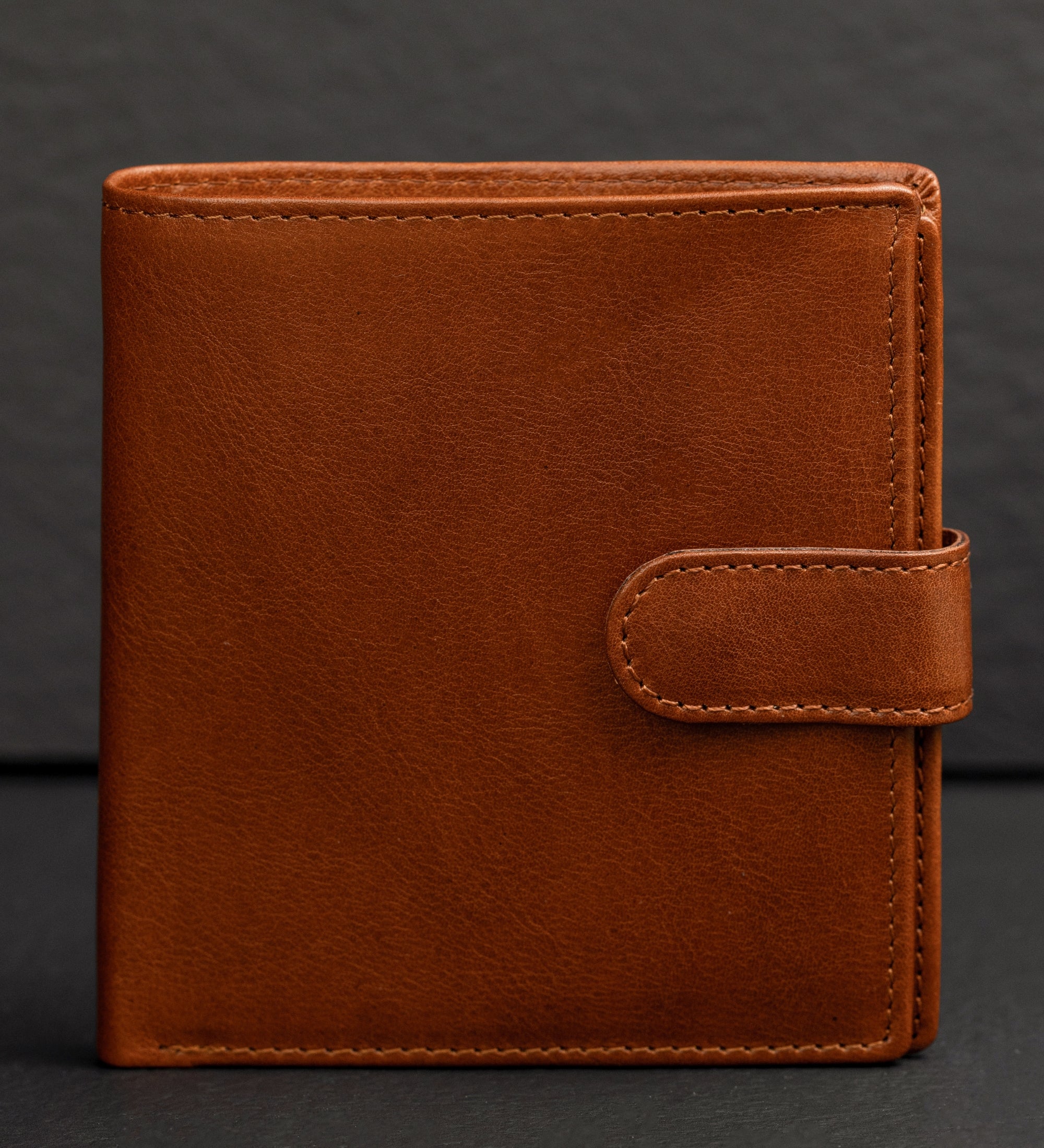 Leather Bifold Wallet with a Snap Closure - Ironweed