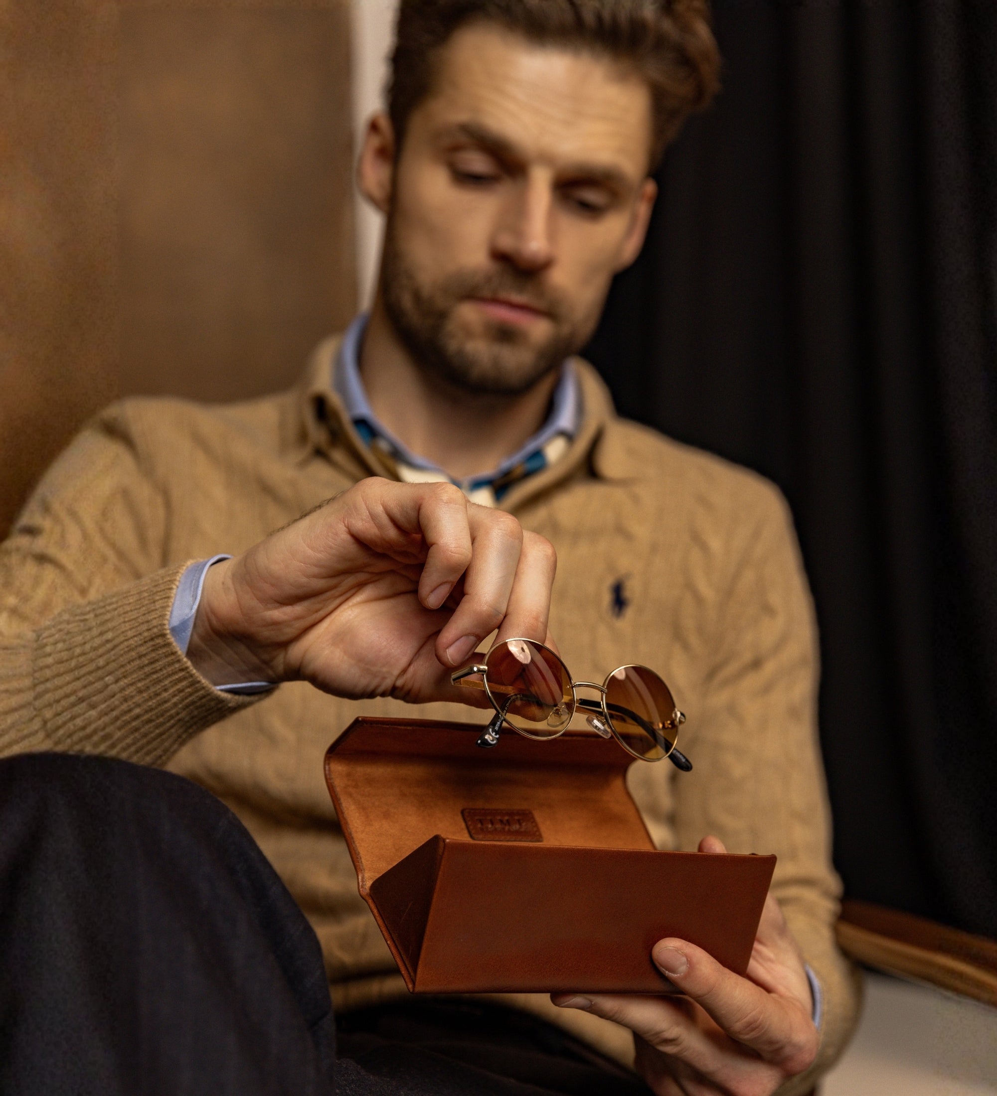 Foldable Leather Glasses Case - The Riddle of the Sands