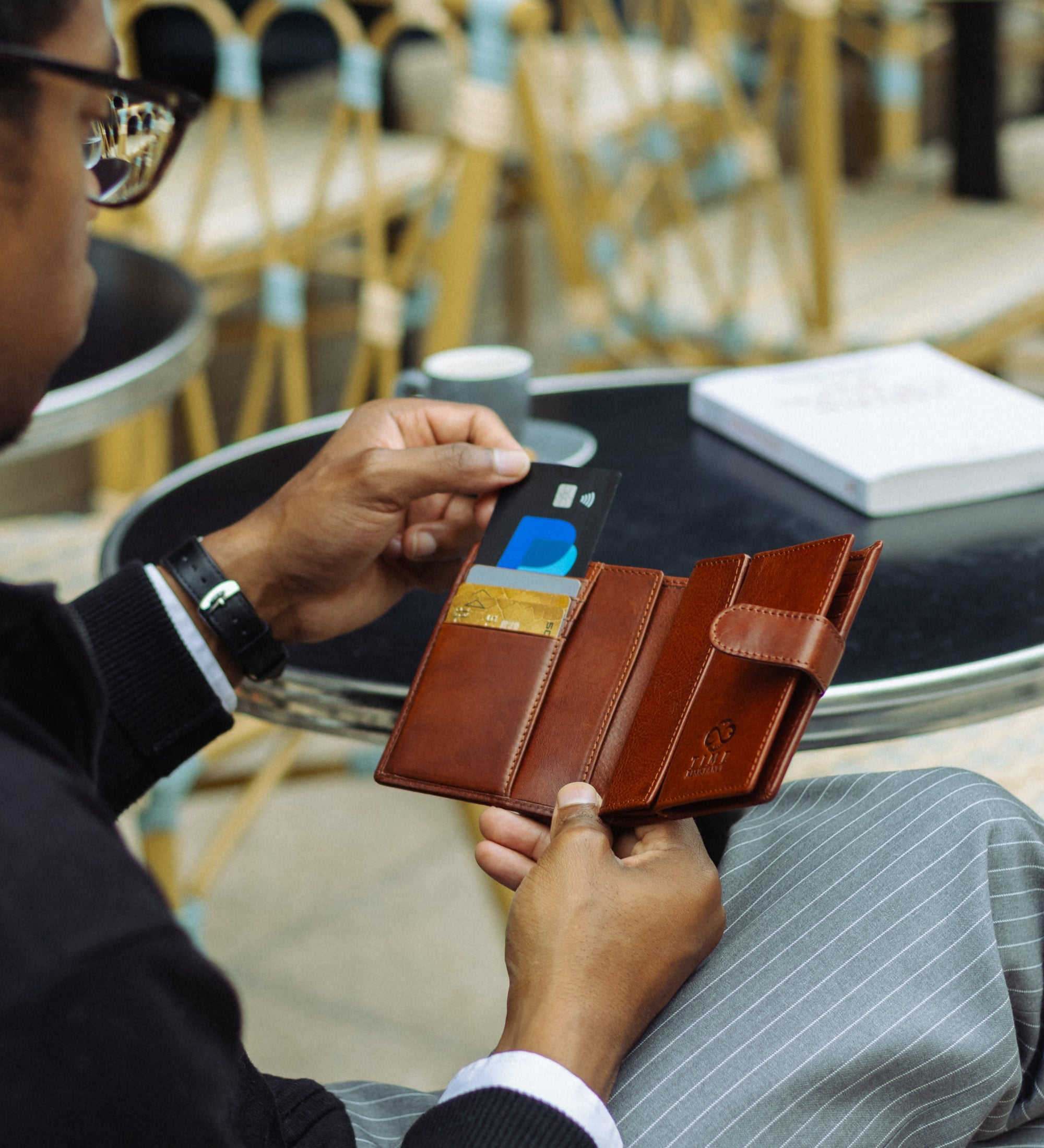 Leather Bifold Wallet with a Snap Closure - Ironweed