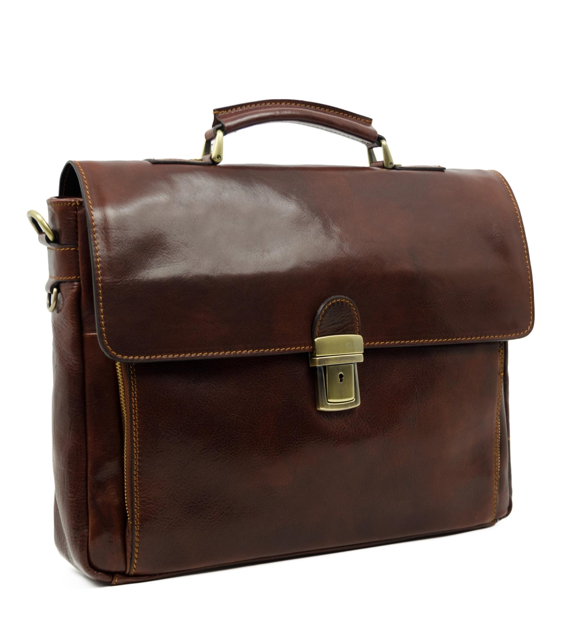 Leather Briefcase Laptop Bag - In Cold Blood