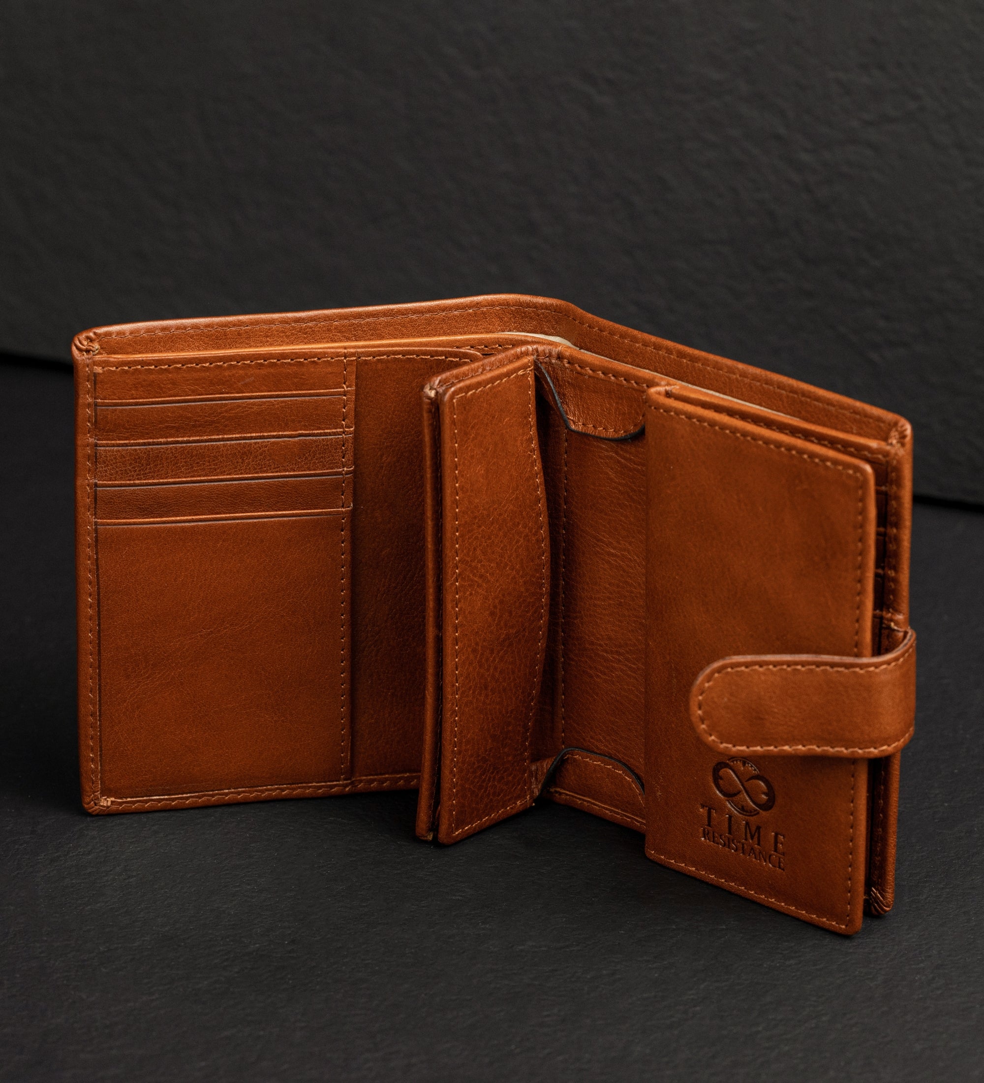 Leather Bifold Wallet with a Snap Closure - Ironweed