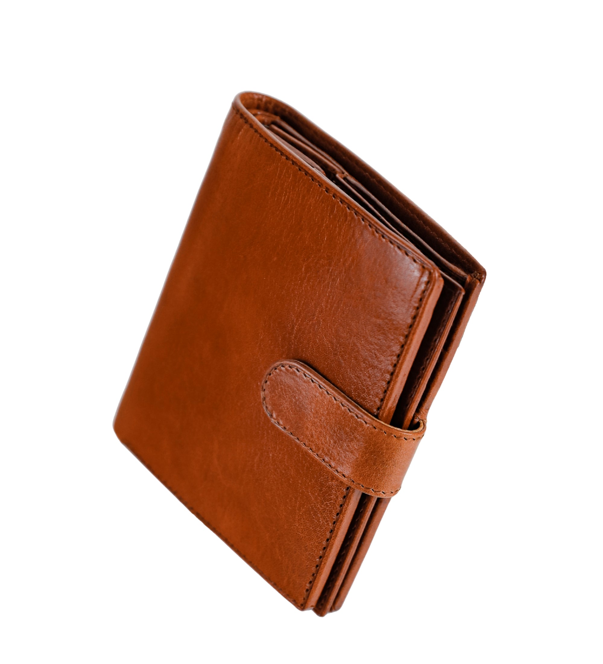 Leather Bifold Wallet with a Snap Closure - Ironweed