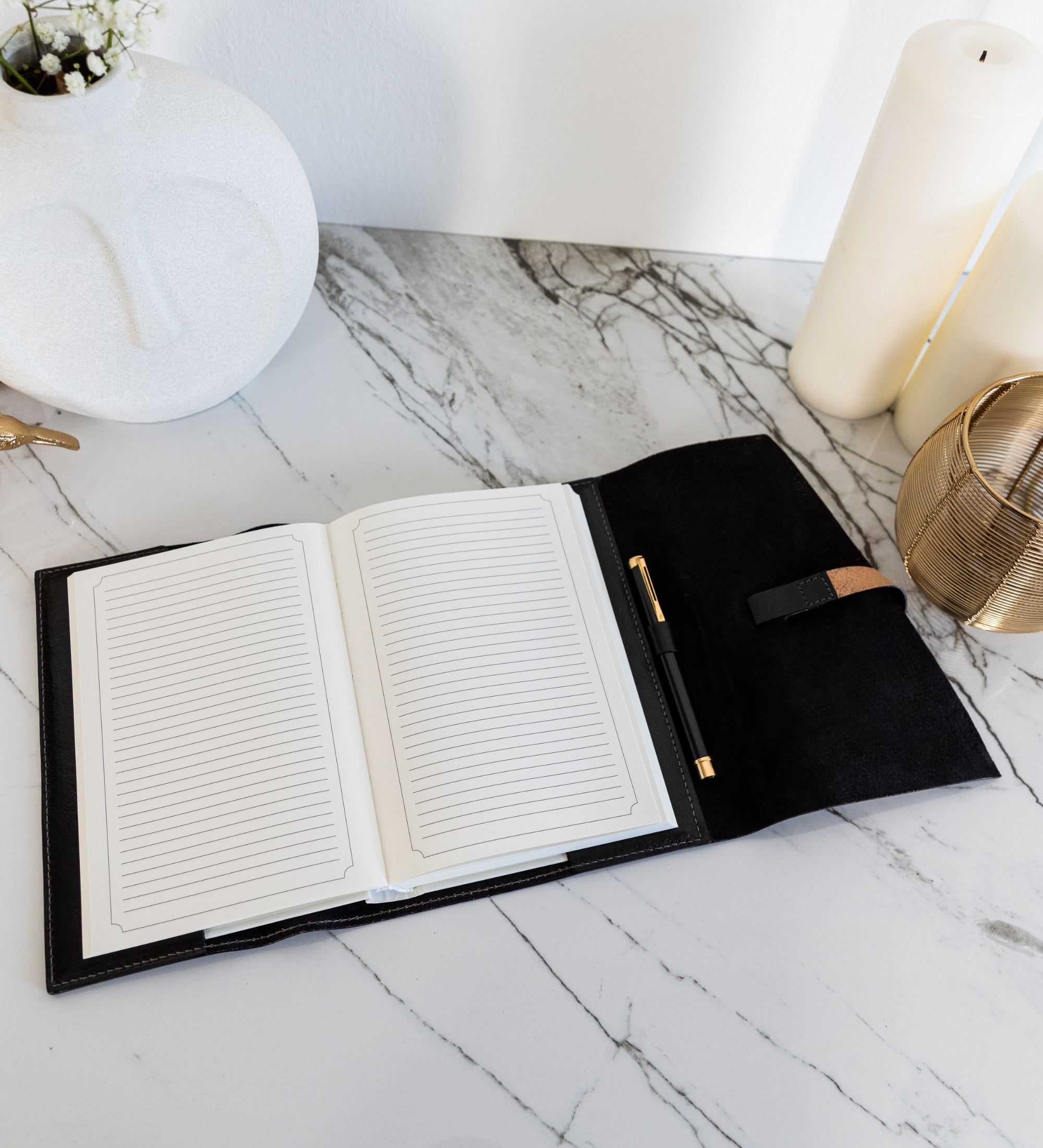 Womens Leather Journal with Refillable A5 Notepad - P.S. I Love You