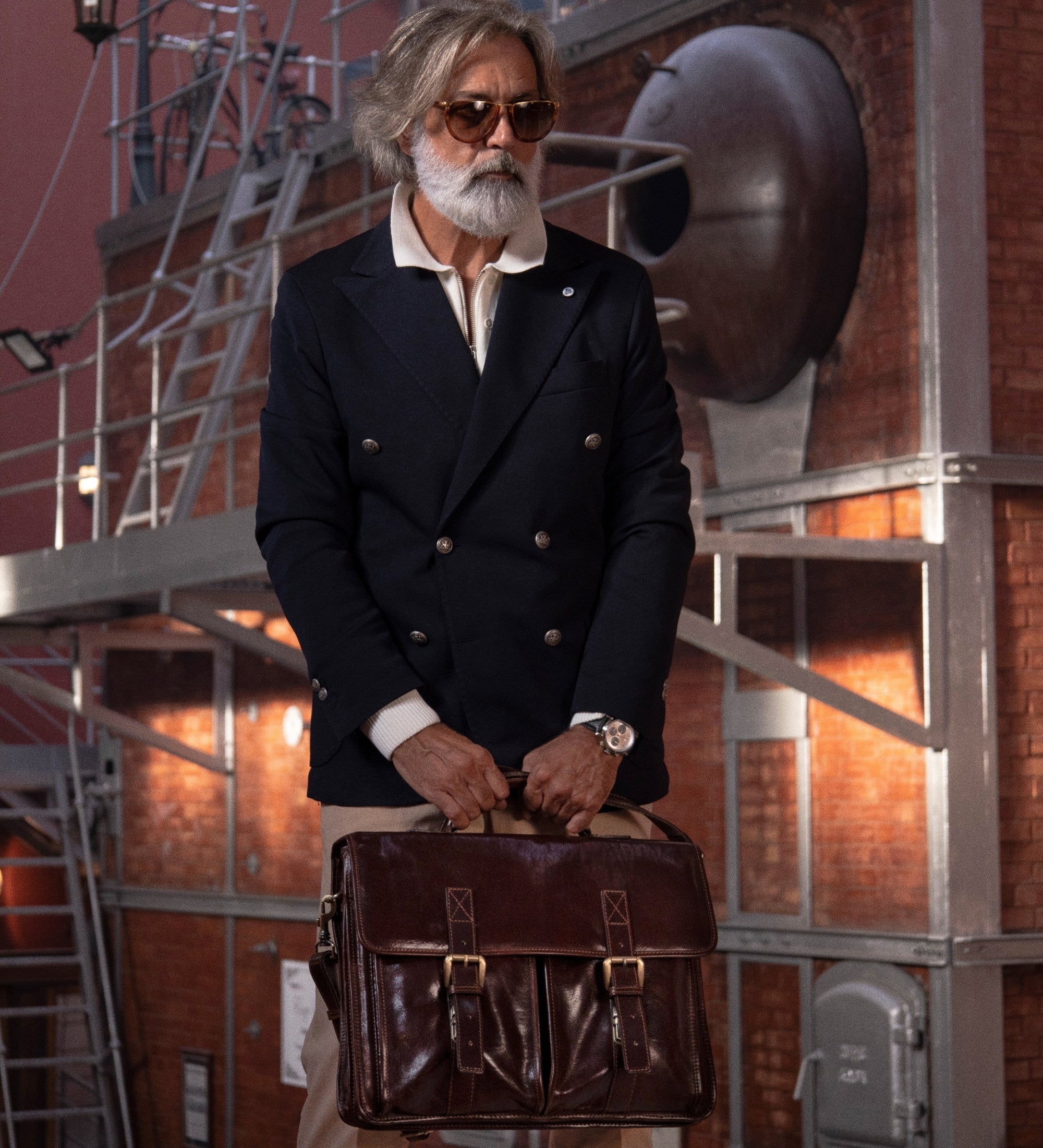 Leather Briefcase Satchel Bag - The Time Machine