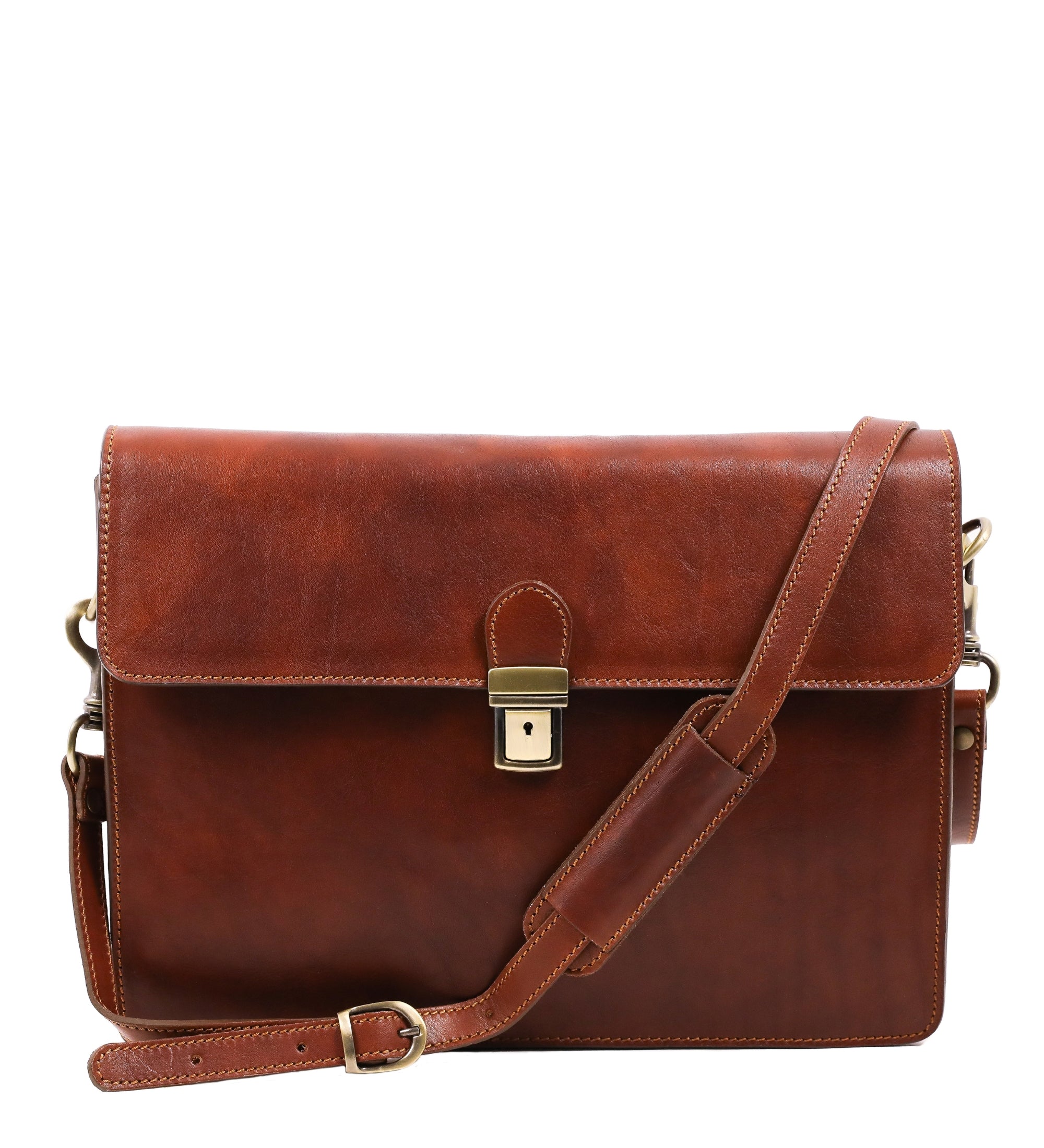 Womens Leather Portfolio, Work Bag with Shoulder Strap - The Corrections
