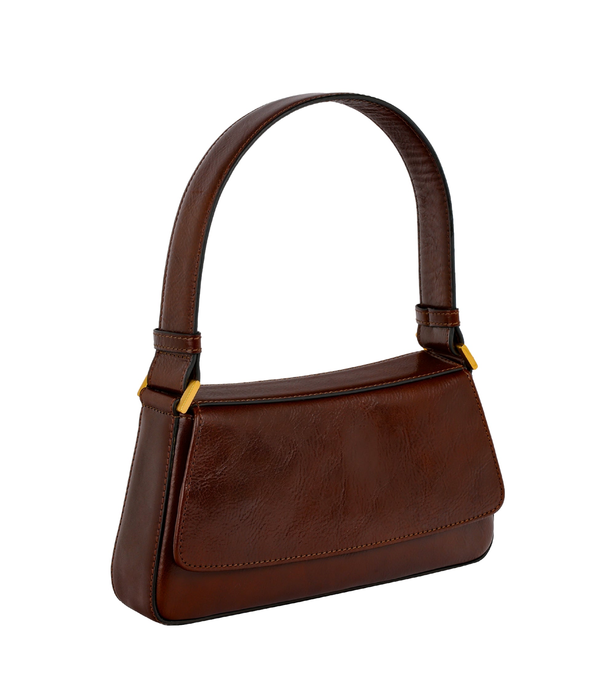 Leather Baguette Handbag for Women - Bright Lights, Big City