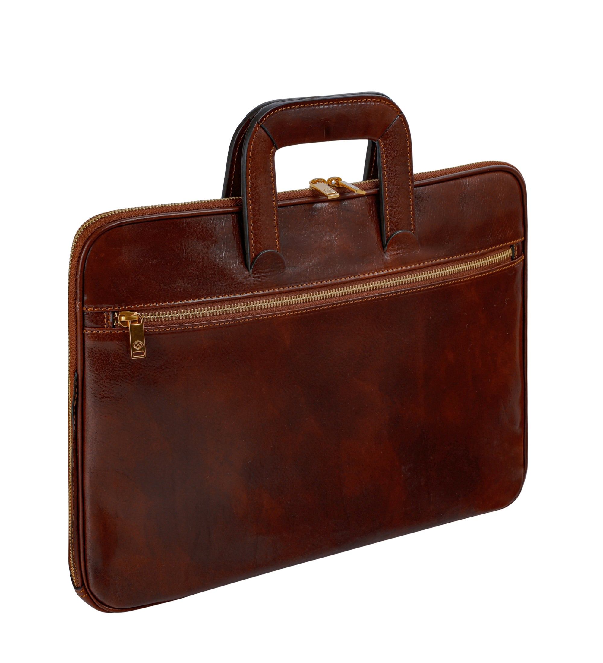 Leather Briefcase Laptop Bag - Brave New World