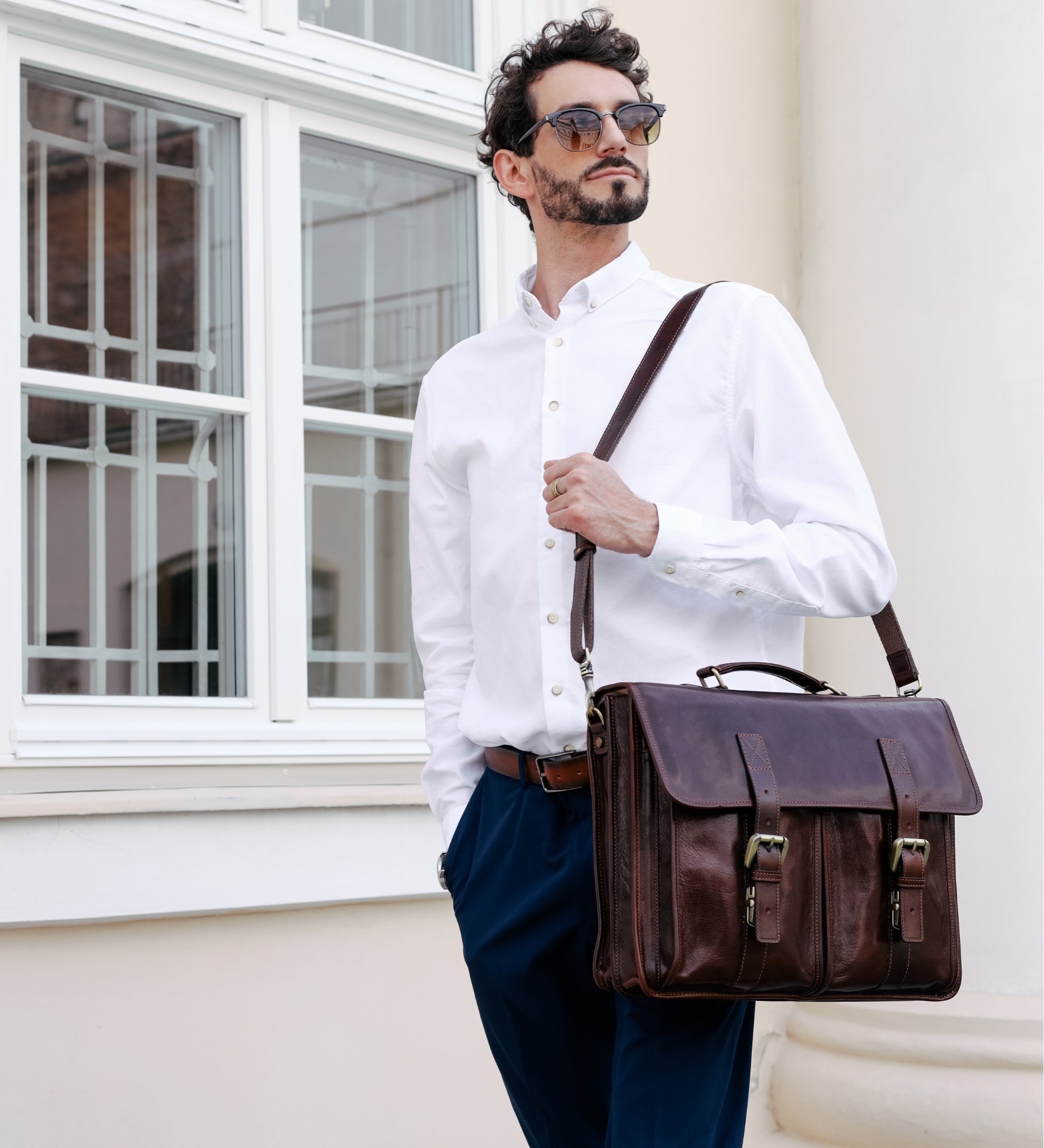 Leather Satchel Bag - The Time Machine
