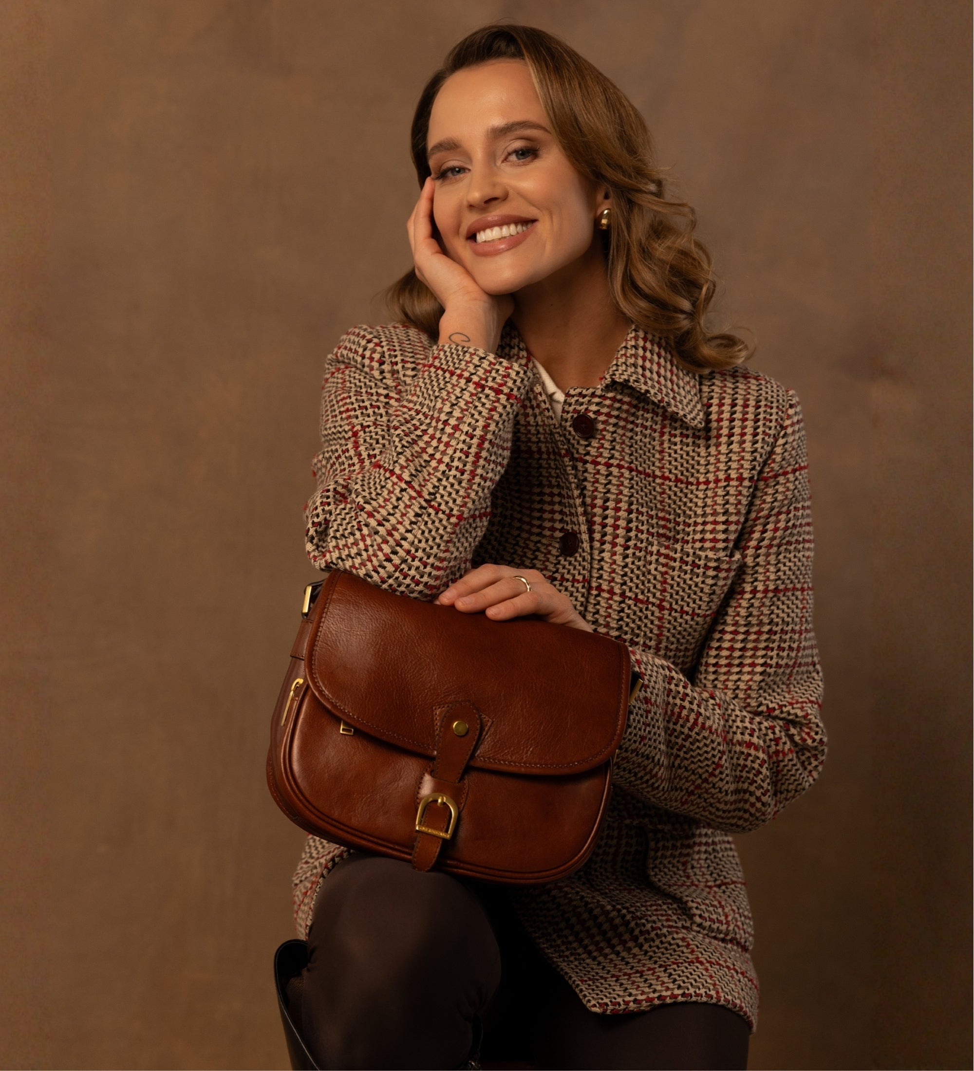 Womens Leather Saddle Bag - Women In Love