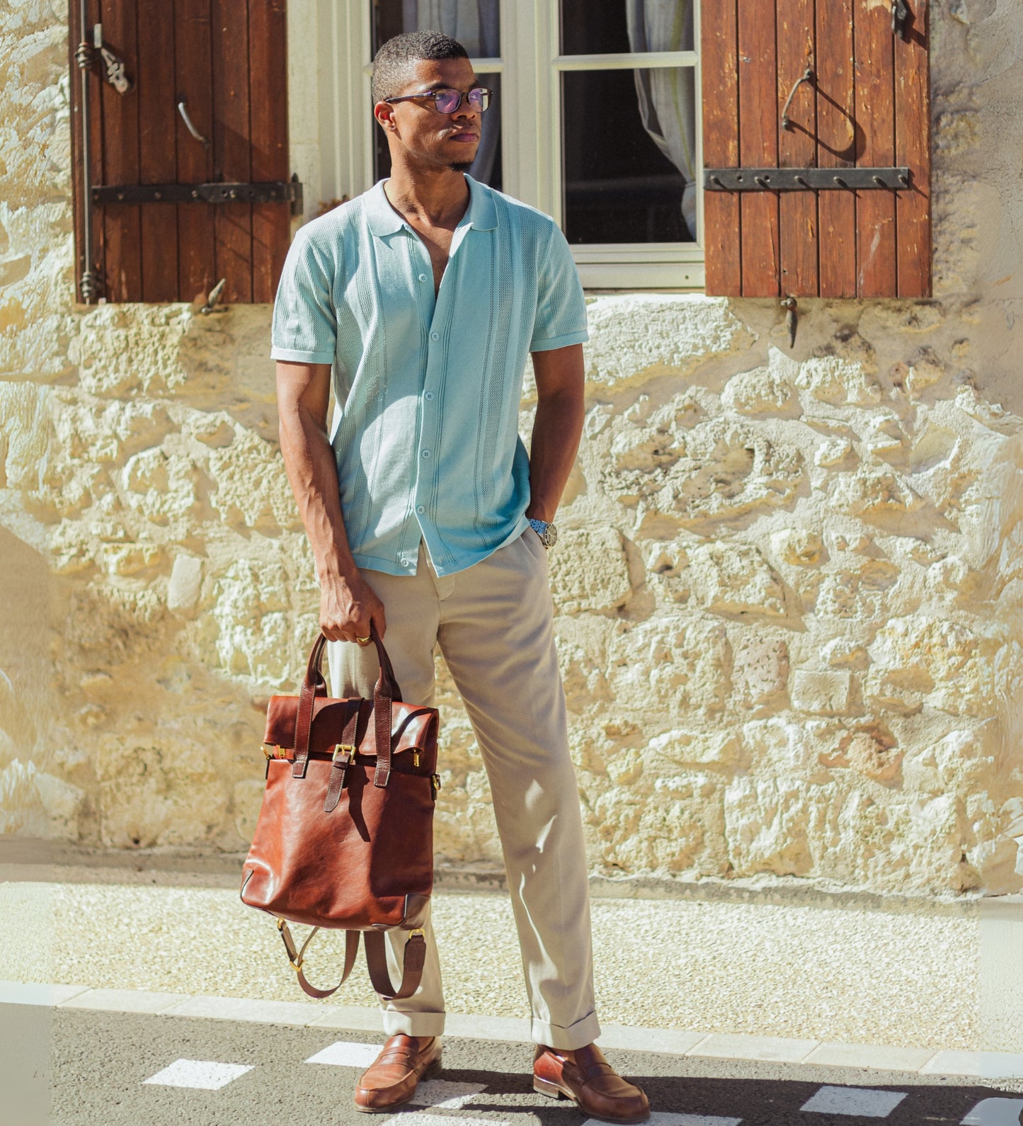 Small Leather Messenger Bag - On The Road