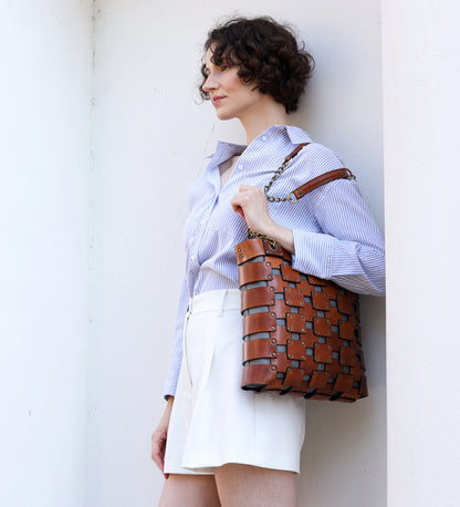 Womens Leather Tote Bag - Jeanne d'Arc