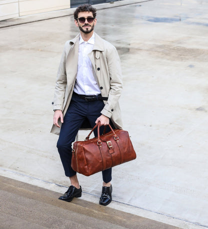 Sac de sport en cuir marron Cognac mat - Tender Is the Night