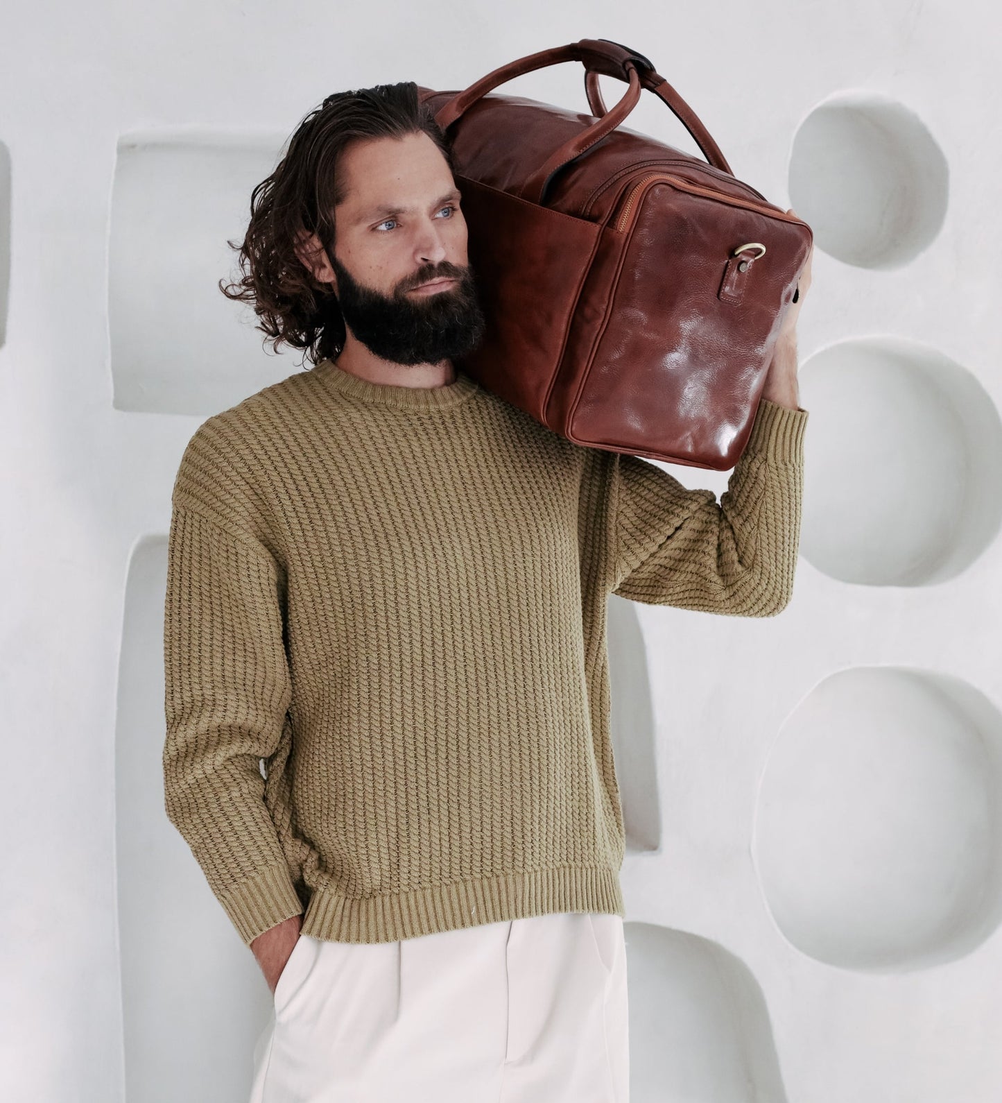 Grand sac de sport en cuir italien - The Hitchhikers Guide to the Galaxy