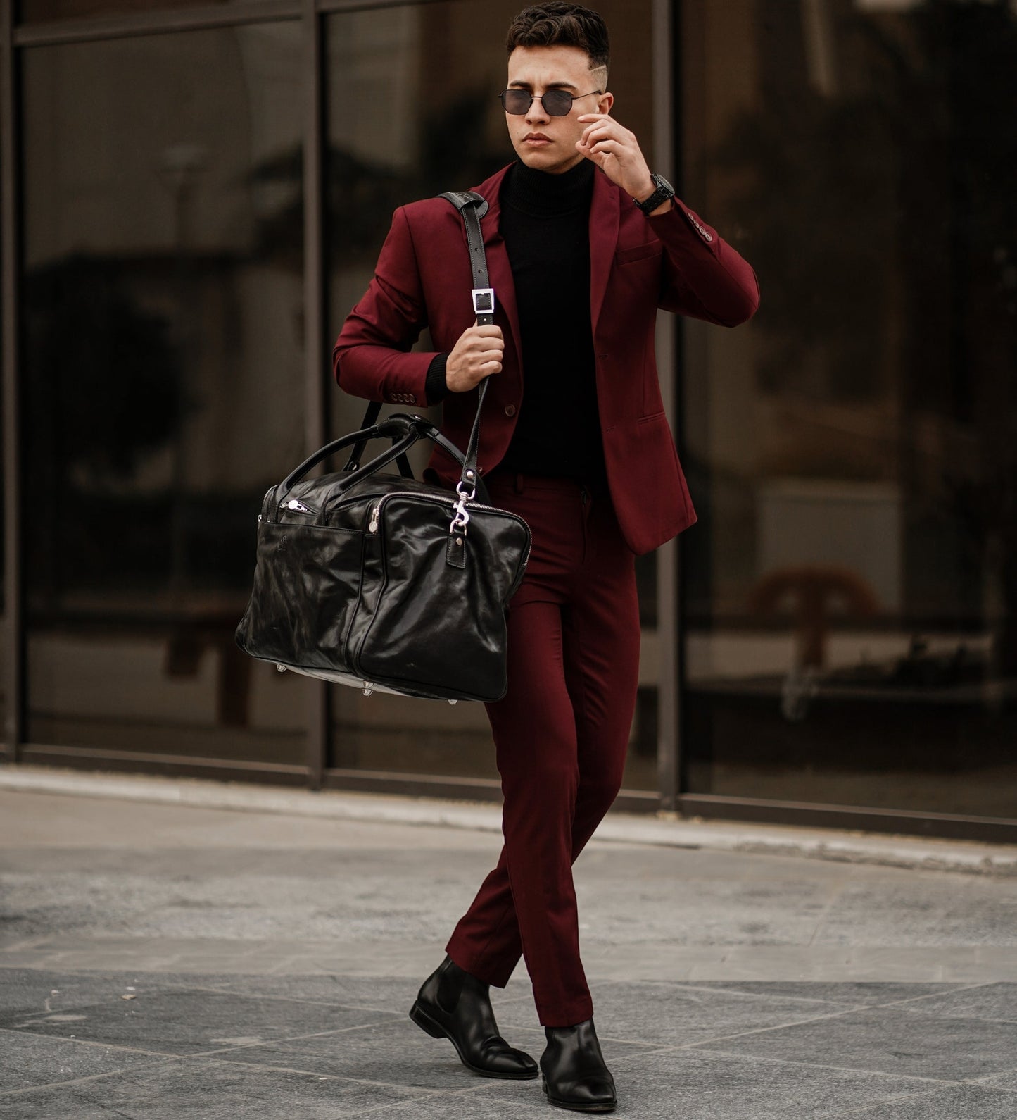 Grand sac de sport en cuir italien - The Hitchhikers Guide to the Galaxy