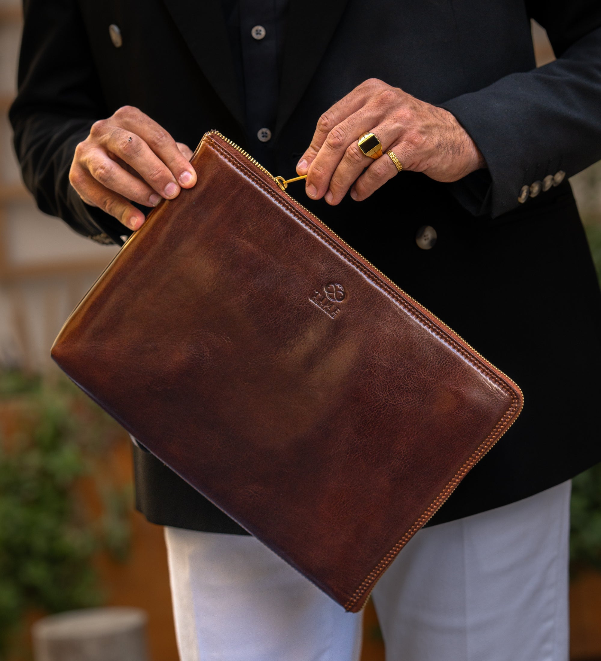 Large Leather Mens Clutch Purse - The Brothers Karamazov