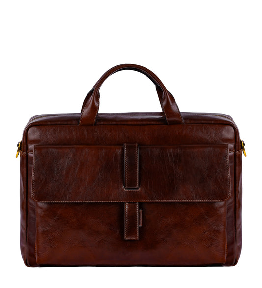 Large Leather Briefcase Laptop Bag - The Chateau