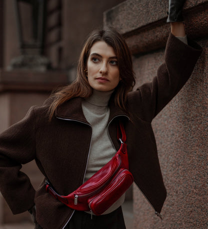 Womens Leather Sling Bag Belly Bag - Independent People