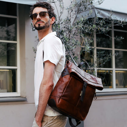 Leather Roll-Top Backpack - The Secret History Backpack Time Resistance   