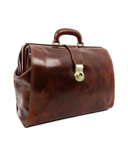 Grand sac de médecin en cuir marron - Mrs Dalloway