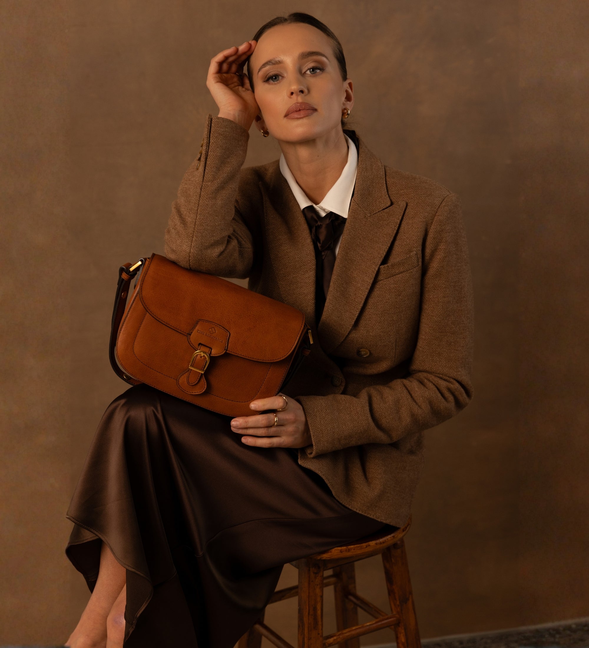 Womens Leather Saddle Bag - Romola