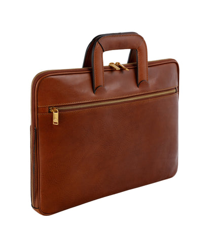 Leather Briefcase Laptop Bag - Brave New World