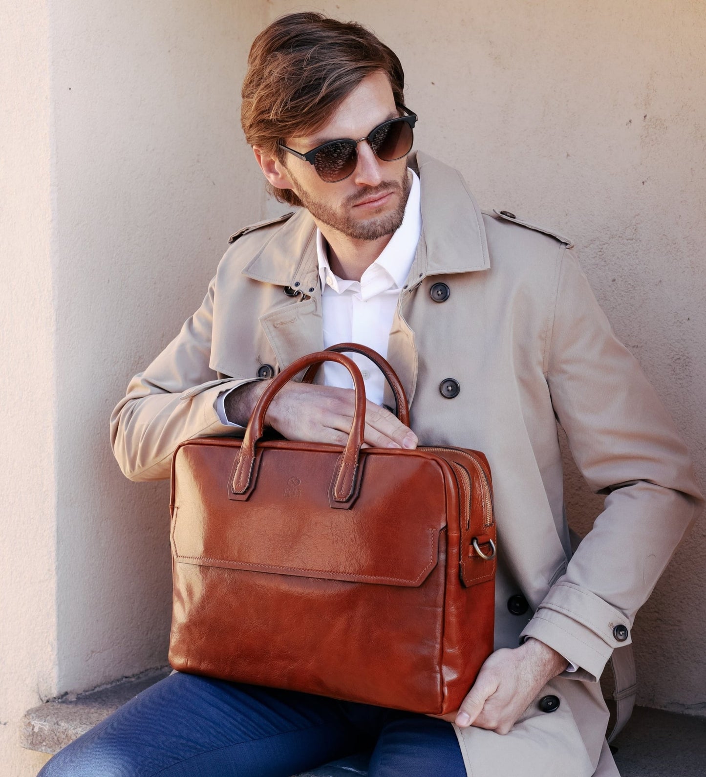 Grand sacoche en cuir pour ordinateur portable - Nostromo