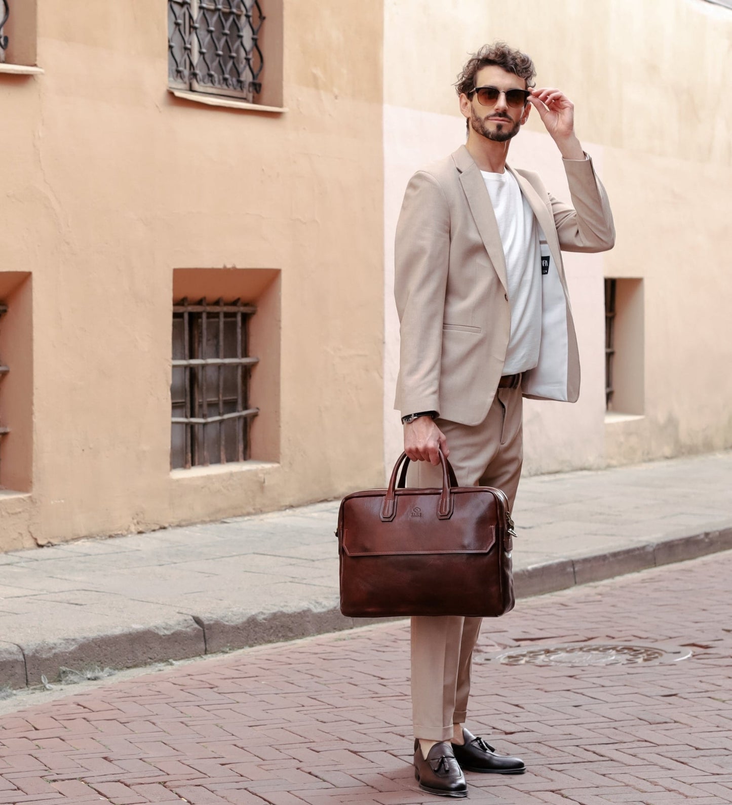Grand sacoche en cuir pour ordinateur portable - Nostromo
