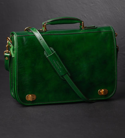 Leather Briefcase Laptop Bag - Illusions