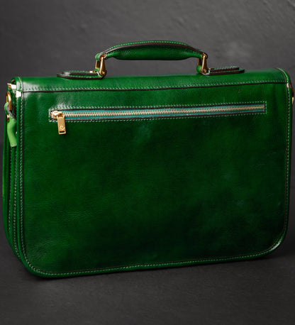 Leather Briefcase Laptop Bag - Illusions