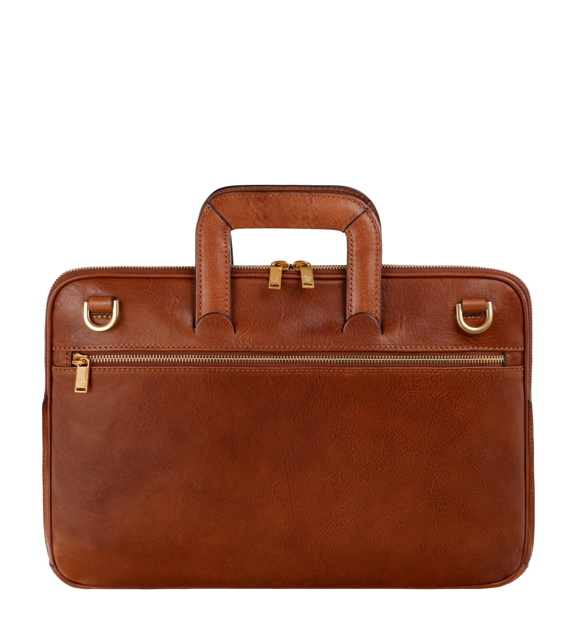 Leather Briefcase Laptop Bag - Brave New World