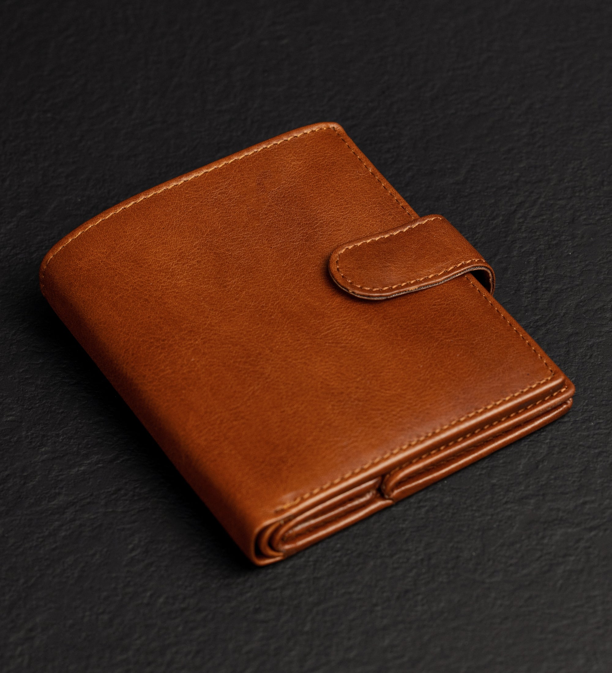 Leather Bifold Wallet with a Snap Closure - Ironweed