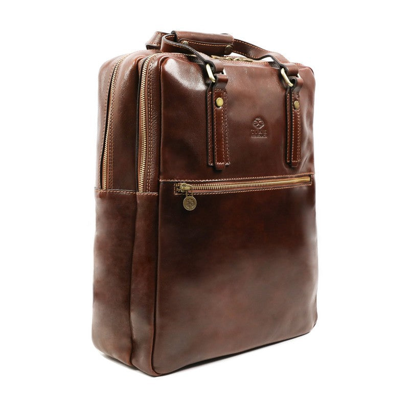 Brown Leather Backpack - Gone with the Wind Backpack Time Resistance   