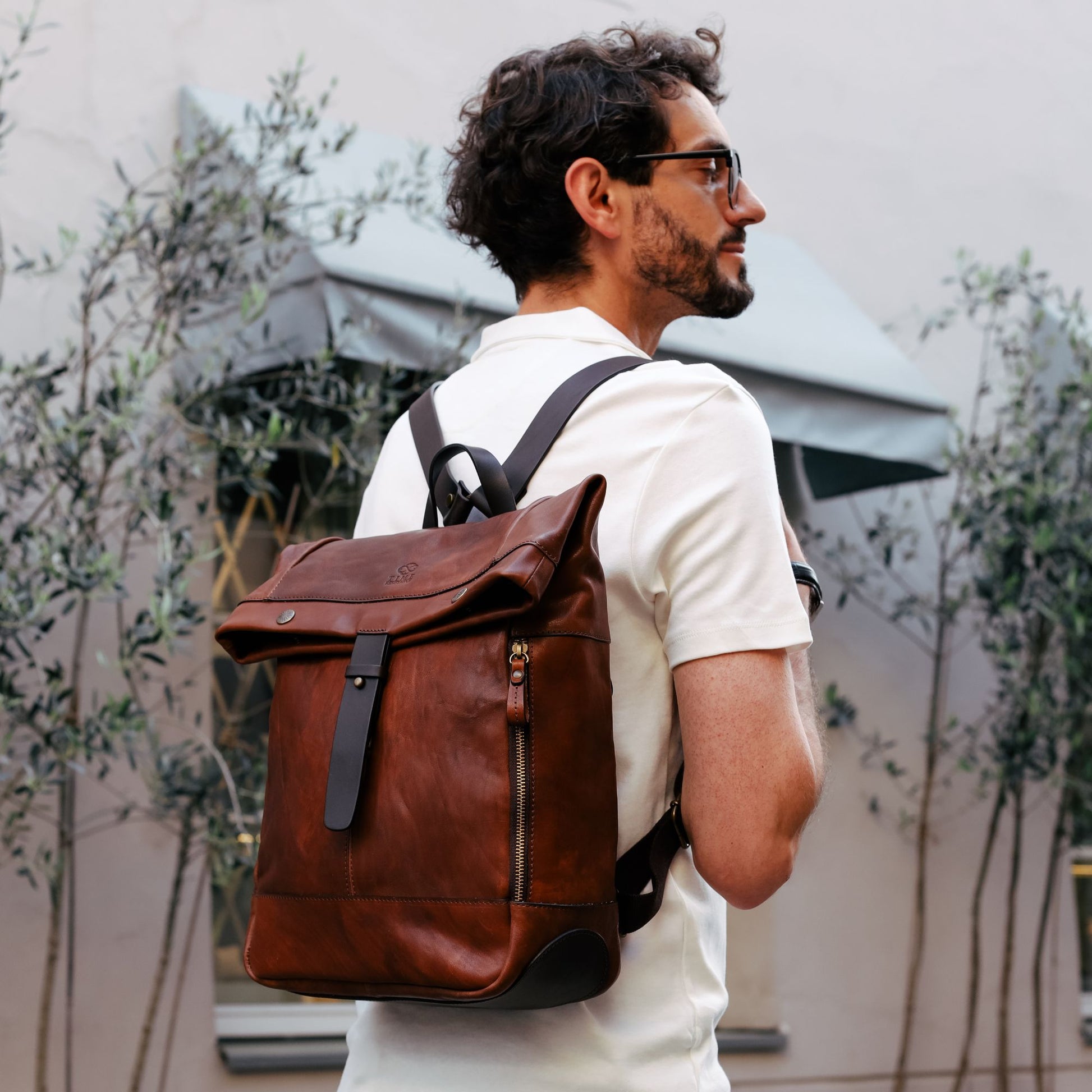 Leather Roll-Top Backpack - The Secret History Backpack Time Resistance   