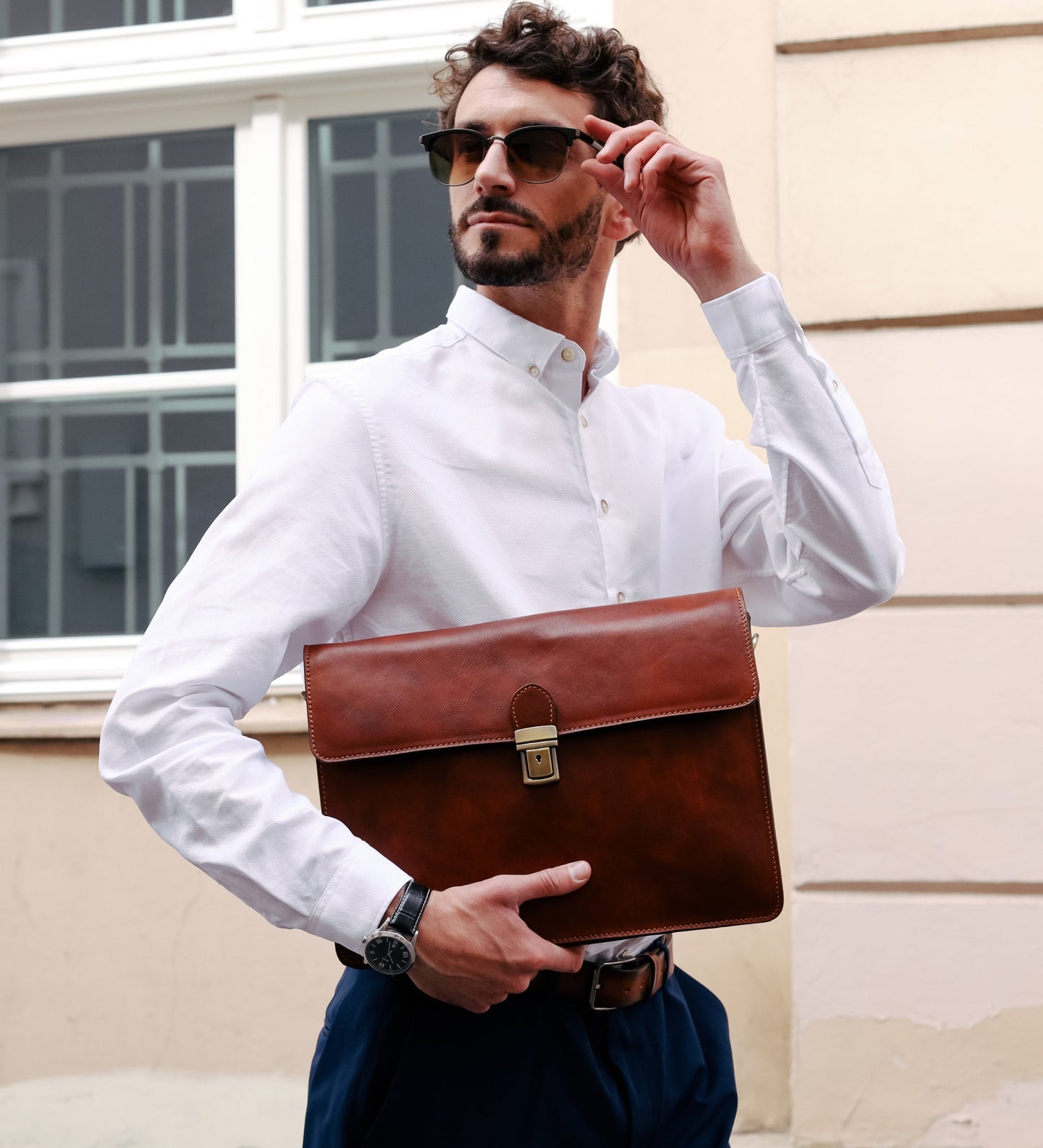 Portefeuille en cuir, sac de travail avec bandoulière - The Corrections