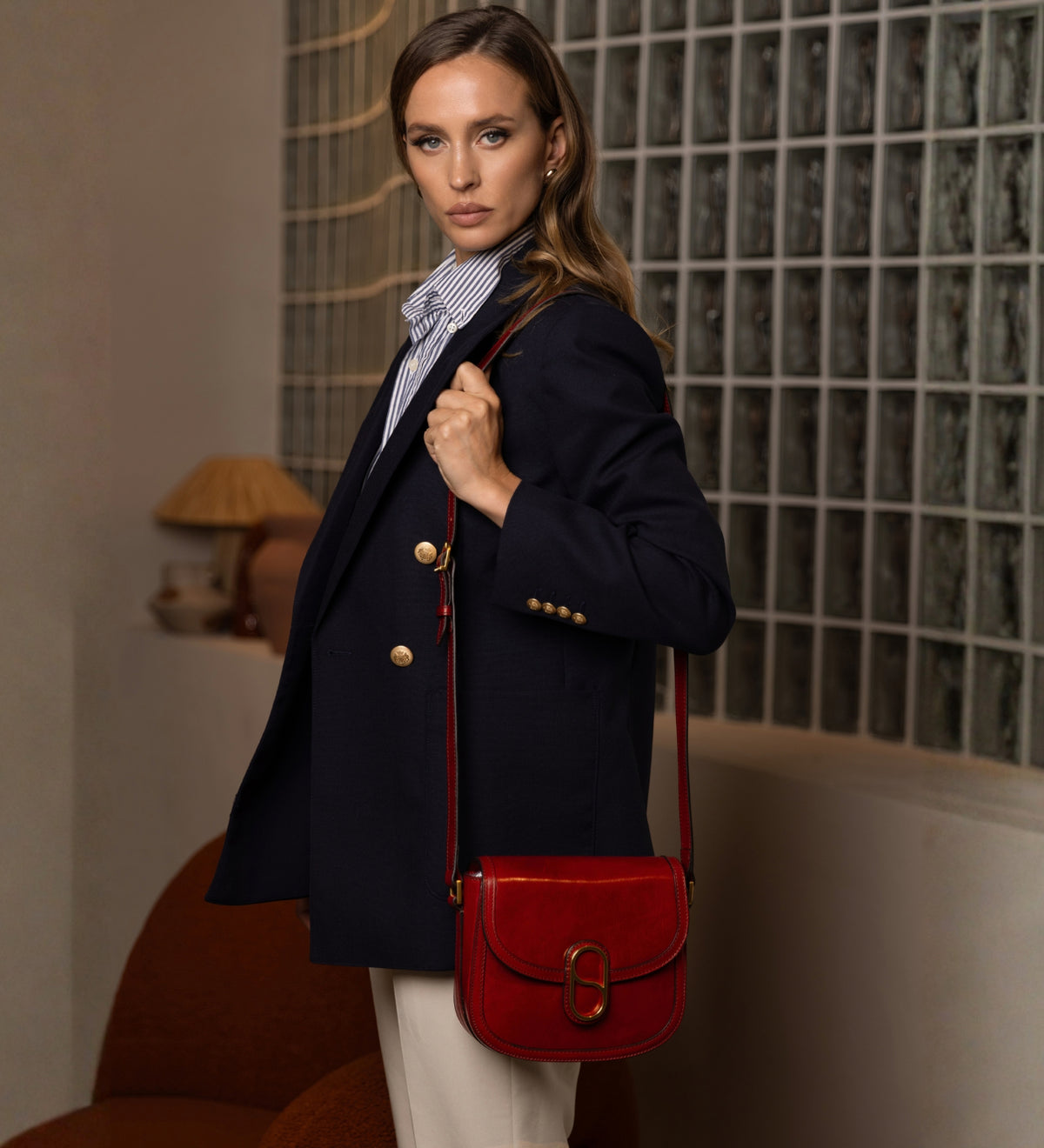 Womens Leather Saddle Bag - Villette