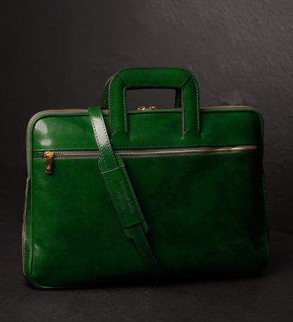 Leather Briefcase Laptop Bag - Brave New World