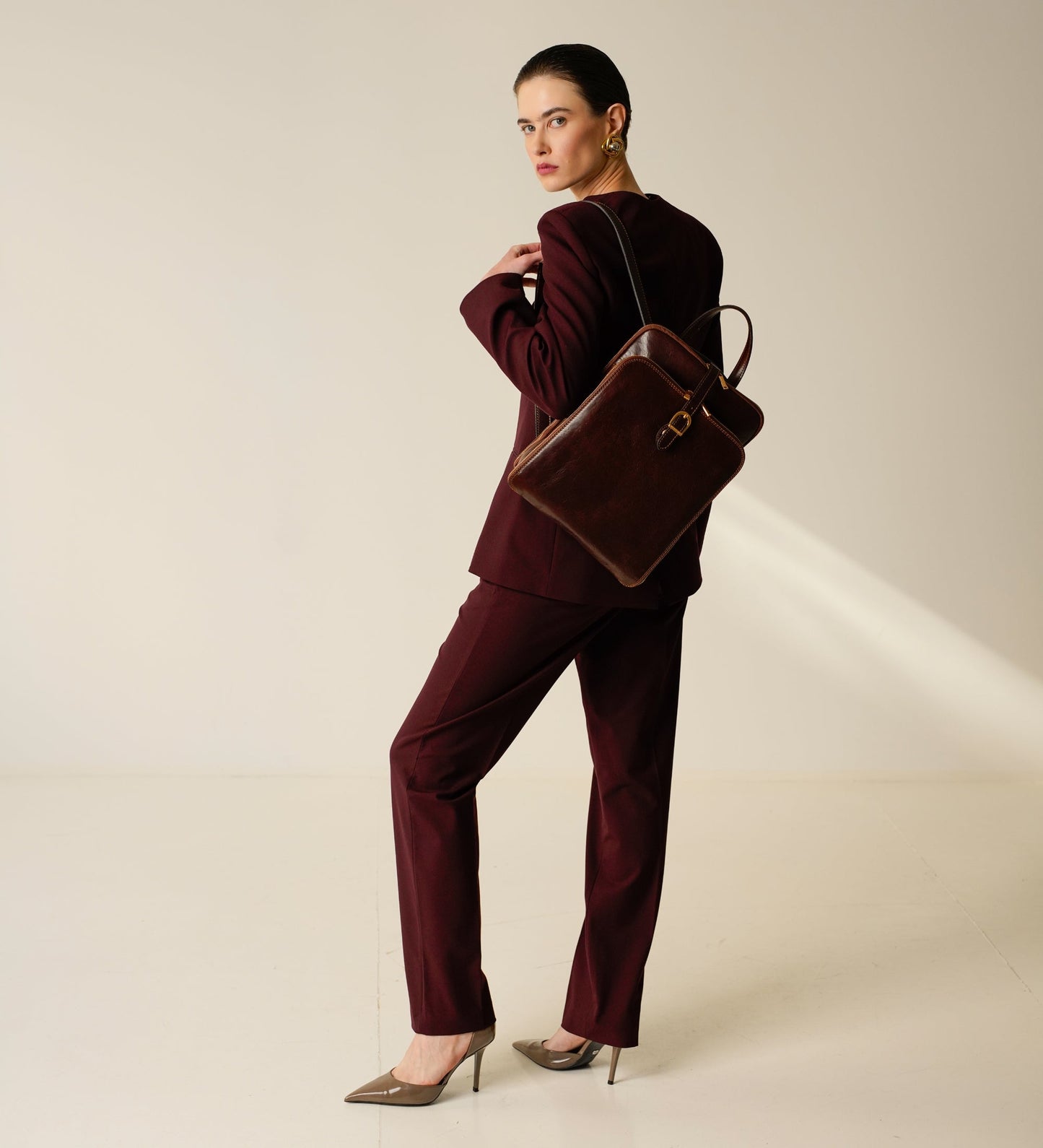 Sac à dos en cuir convertible en sac à bandoulière pour femme - Clarissa
