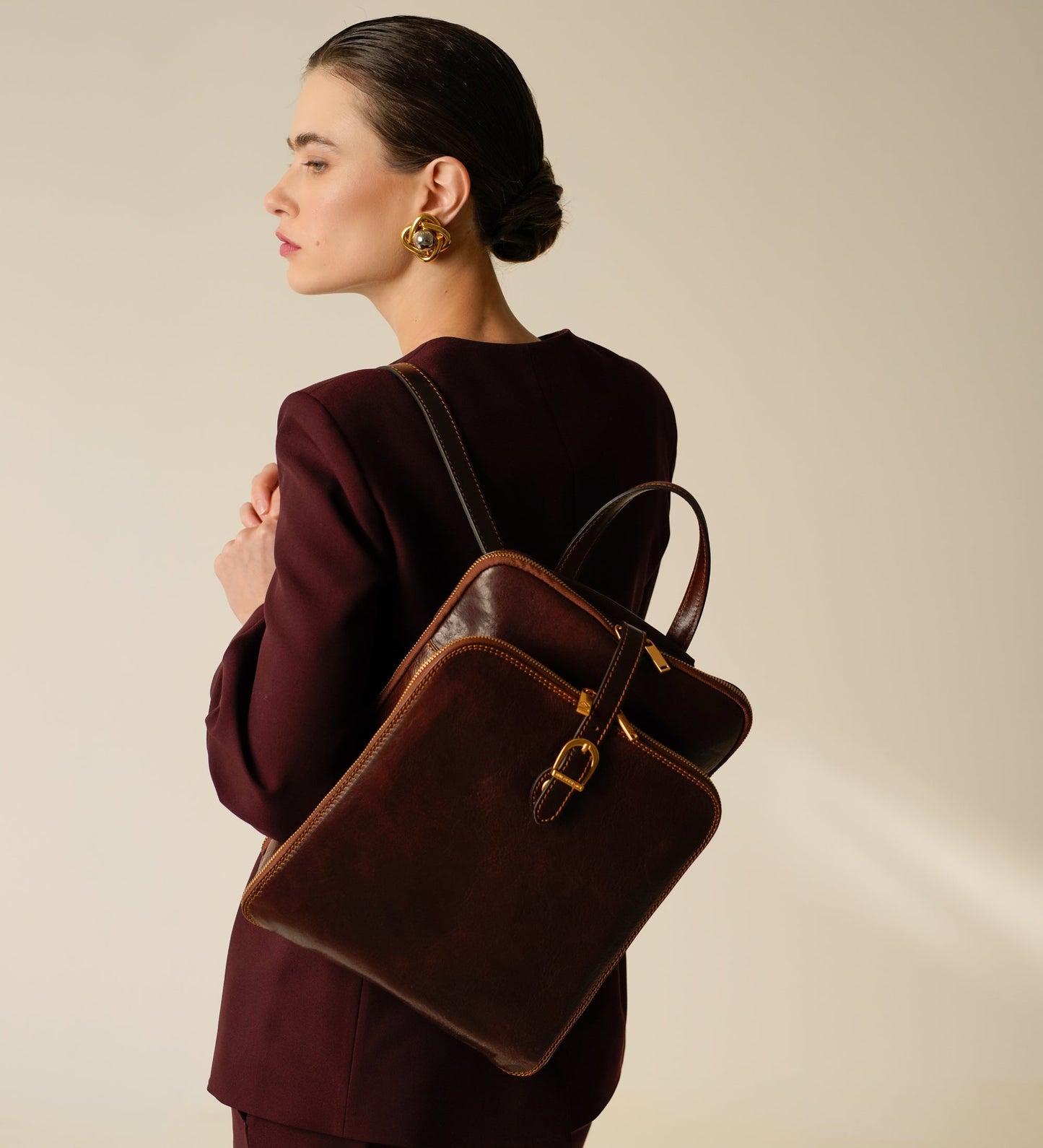 Sac à dos en cuir convertible en sac à bandoulière pour femme - Clarissa