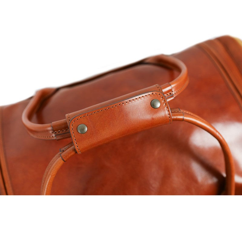 Large Italian Leather Duffel Bag - The Hitchhikers Guide to the Galaxy Duffel Bag Time Resistance   