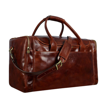 Large Italian Leather Duffel Bag - The Hitchhikers Guide to the Galaxy Duffel Bag Time Resistance   