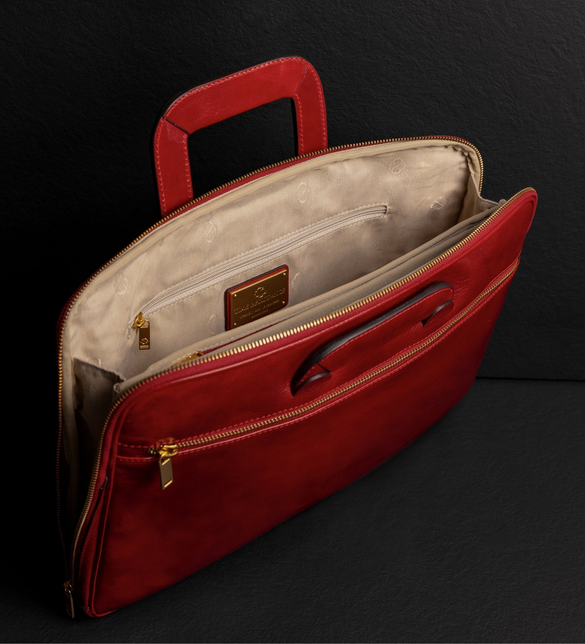 Leather Briefcase Laptop Bag - Brave New World